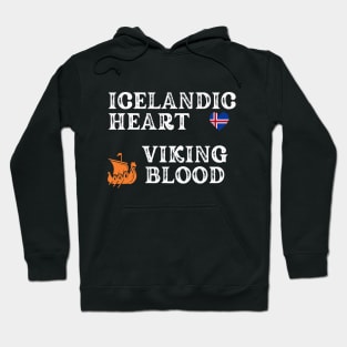 Icelandic Heart Viking Blood. White text,  Gift ideas for historical enthusiasts. Hoodie